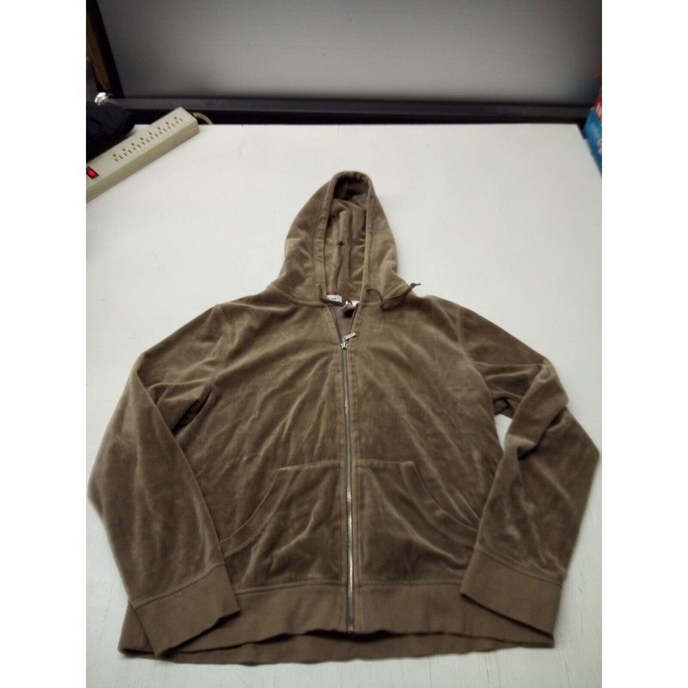 LIZ & Co Size XL Hooded Women's Lightweight Jacket Tan Full Front Zip